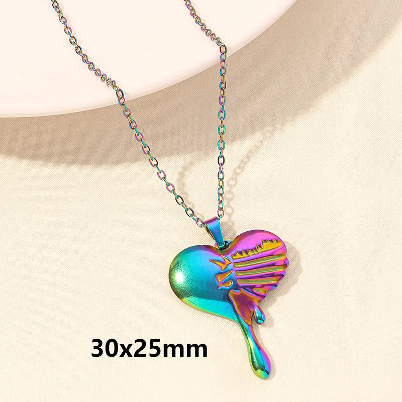 Wholesale Jewelry Simple Style Heart Shape 304 Stainless Steel Plating Pendant Necklace