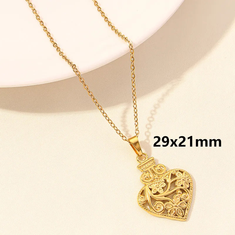 Wholesale Jewelry Simple Style Heart Shape 304 Stainless Steel Plating Pendant Necklace