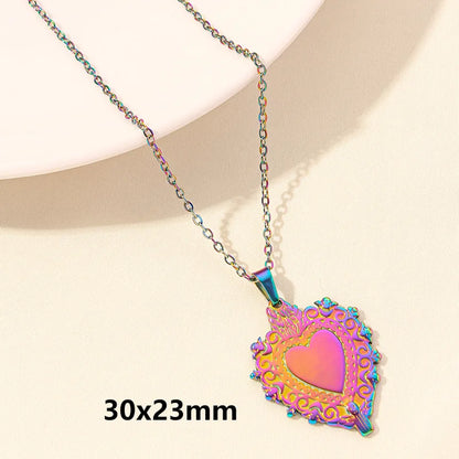 Wholesale Jewelry Simple Style Heart Shape 304 Stainless Steel Plating Pendant Necklace