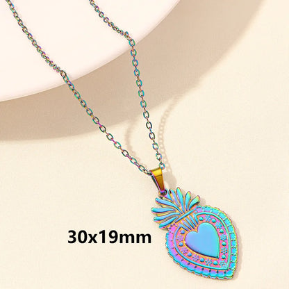 Wholesale Jewelry Simple Style Heart Shape 304 Stainless Steel Plating Pendant Necklace