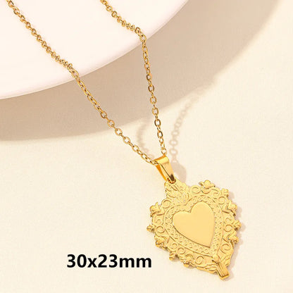 Wholesale Jewelry Simple Style Heart Shape 304 Stainless Steel Plating Pendant Necklace