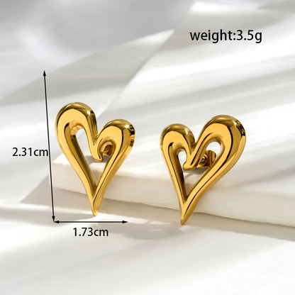 Wholesale Jewelry Simple Style Heart Shape 304 Stainless Steel Plating Rings Earrings