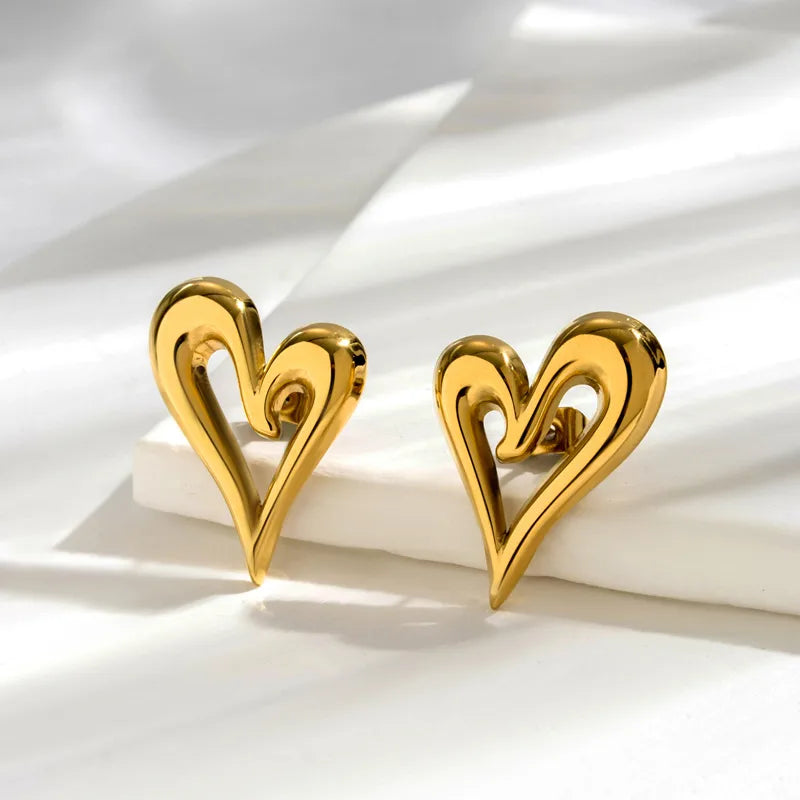 Wholesale Jewelry Simple Style Heart Shape 304 Stainless Steel Plating Rings Earrings