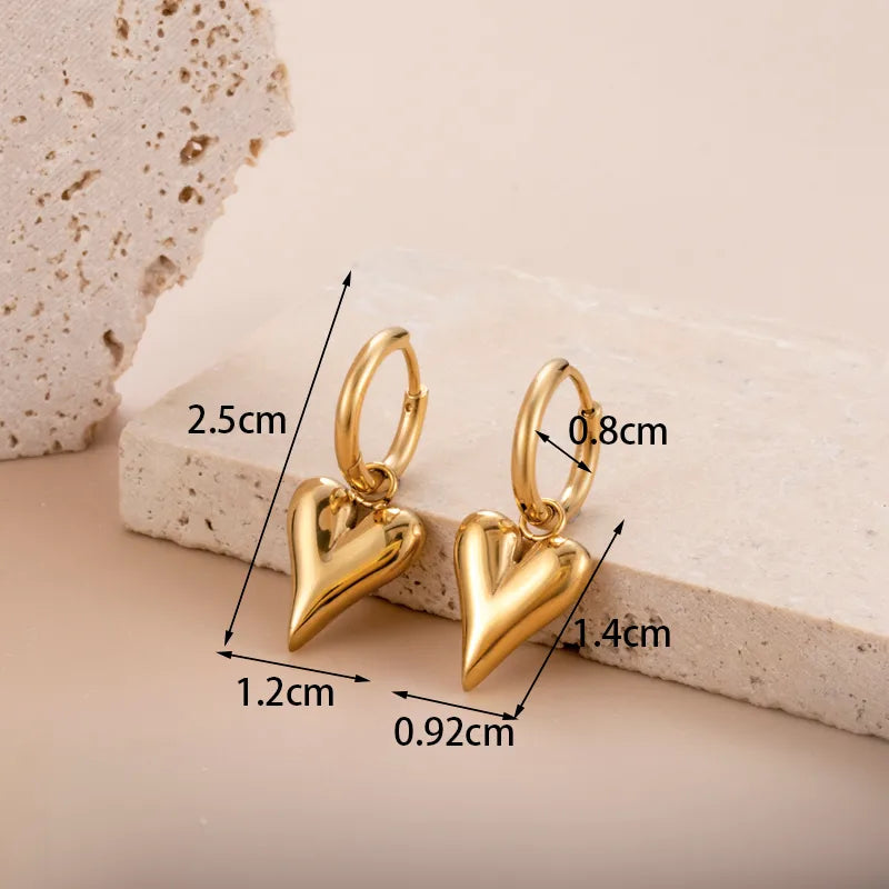 Wholesale Jewelry Simple Style Heart Shape 304 Stainless Steel Plating Rings Earrings