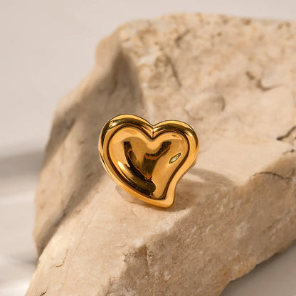 Simple Style Heart Shape Stainless Steel Plating 18k Gold Plated Rings