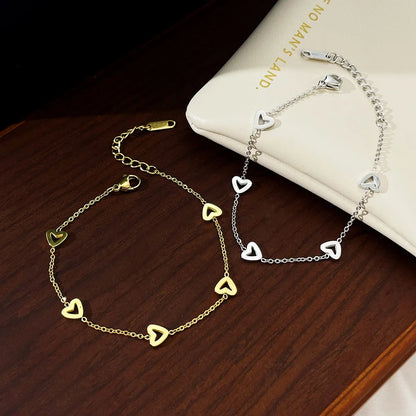 Simple Style Heart Shape 304 Stainless Steel White Gold Plated Gold Plated Bracelets In Bulk