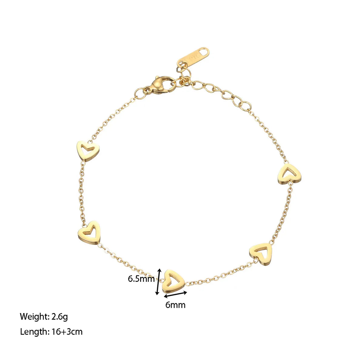 Simple Style Heart Shape 304 Stainless Steel White Gold Plated Gold Plated Bracelets In Bulk