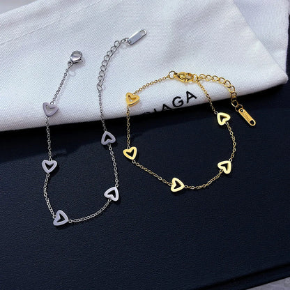 Simple Style Heart Shape 304 Stainless Steel White Gold Plated Gold Plated Bracelets In Bulk