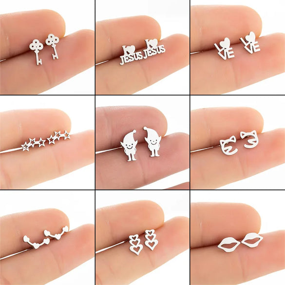 Simple Style Heart Shape Stainless Steel Plating Ear Studs 1 Pair