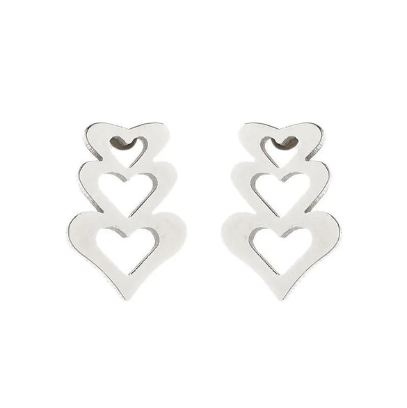 Simple Style Heart Shape Stainless Steel Plating Ear Studs 1 Pair