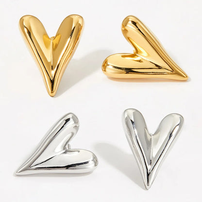 1 Pair Simple Style Heart Shape Plating Stainless Steel Earrings