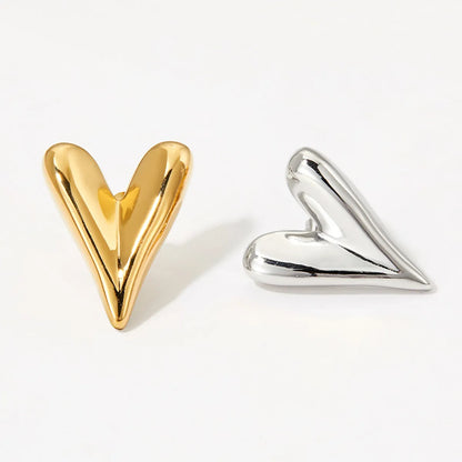 1 Pair Simple Style Heart Shape Plating Stainless Steel Earrings