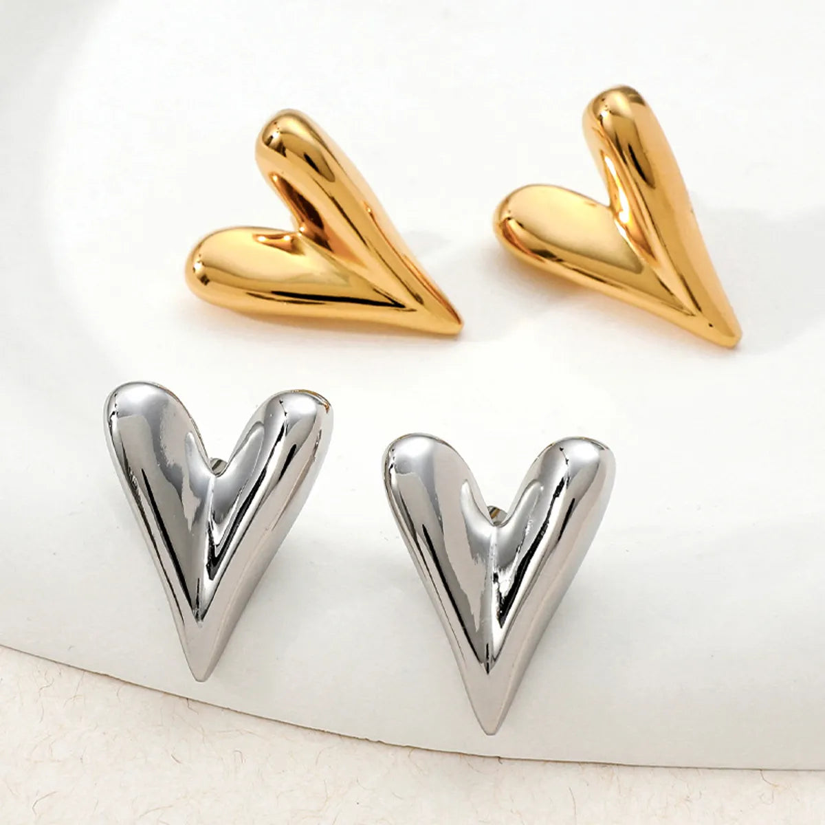 1 Pair Simple Style Heart Shape Plating Stainless Steel Earrings