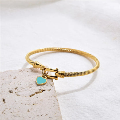 Simple Style Heart Shape Stainless Steel Plating Gold Plated Bangle