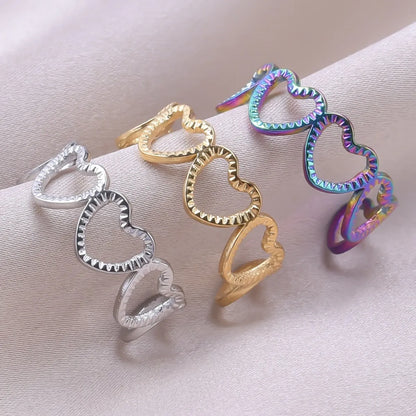 Simple Style Heart Shape Stainless Steel Plating Gold Plated Rings