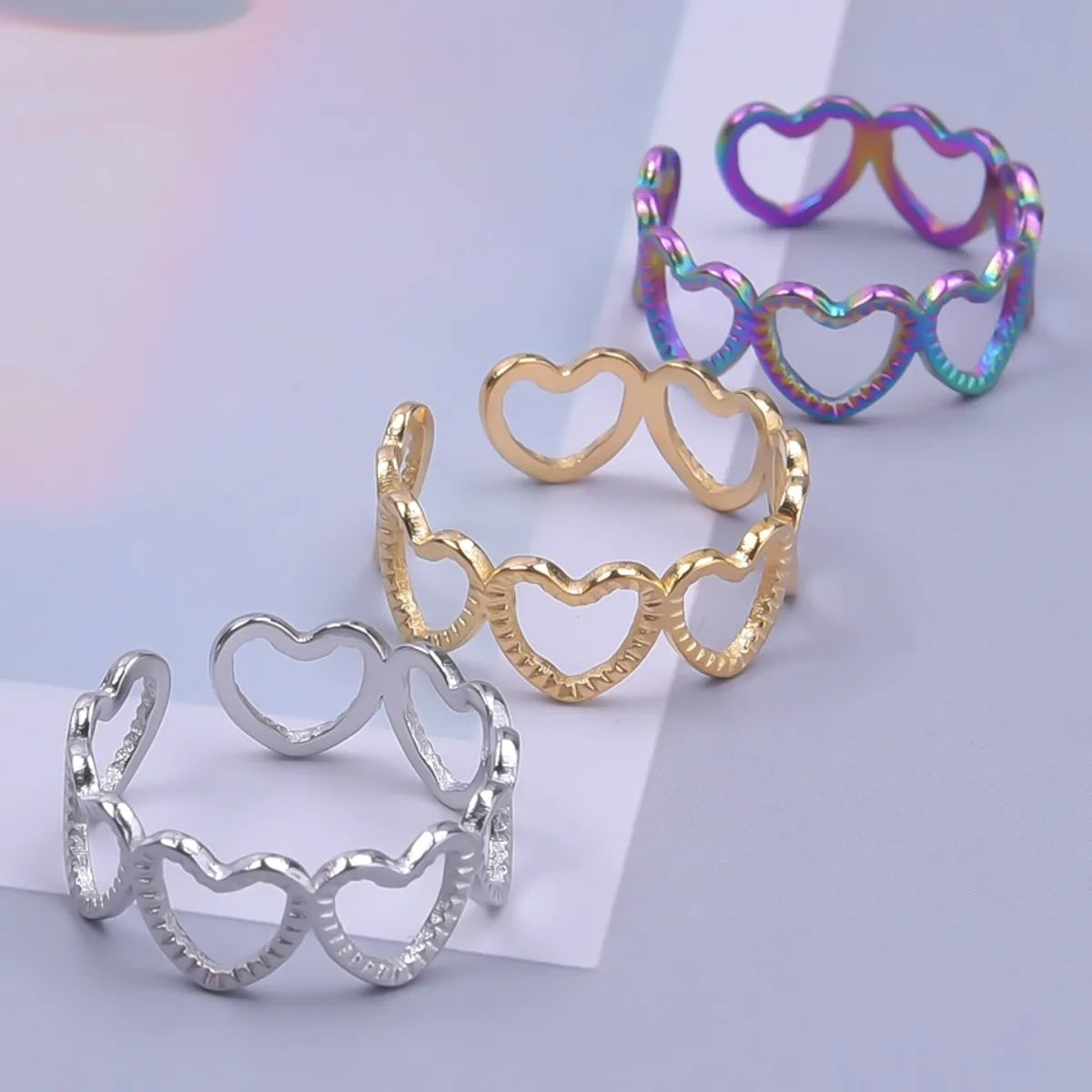 Simple Style Heart Shape Stainless Steel Plating Gold Plated Rings