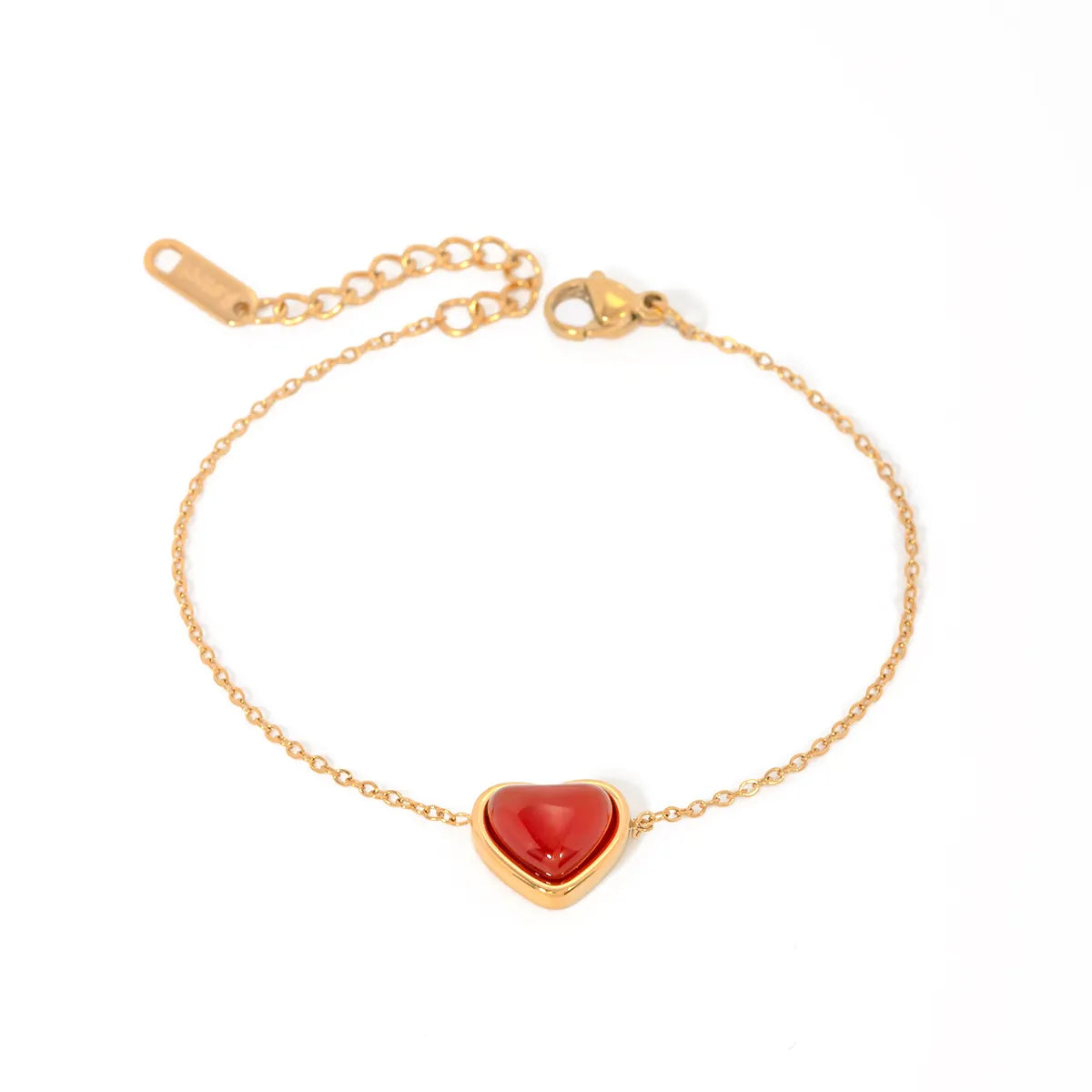 Simple Style Heart Shape Stainless Steel Plating Inlay Agate 18k Gold Plated Bracelets