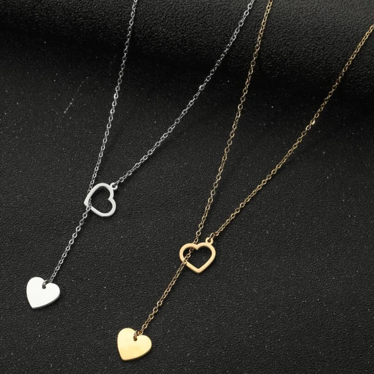 Simple Style Heart Shape Stainless Steel Plating Pendant Necklace