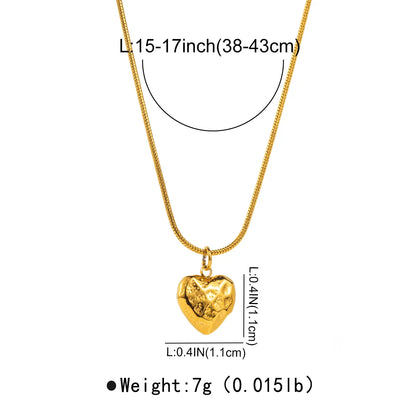 Simple Style Heart Shape Stainless Steel Plating Pendant Necklace