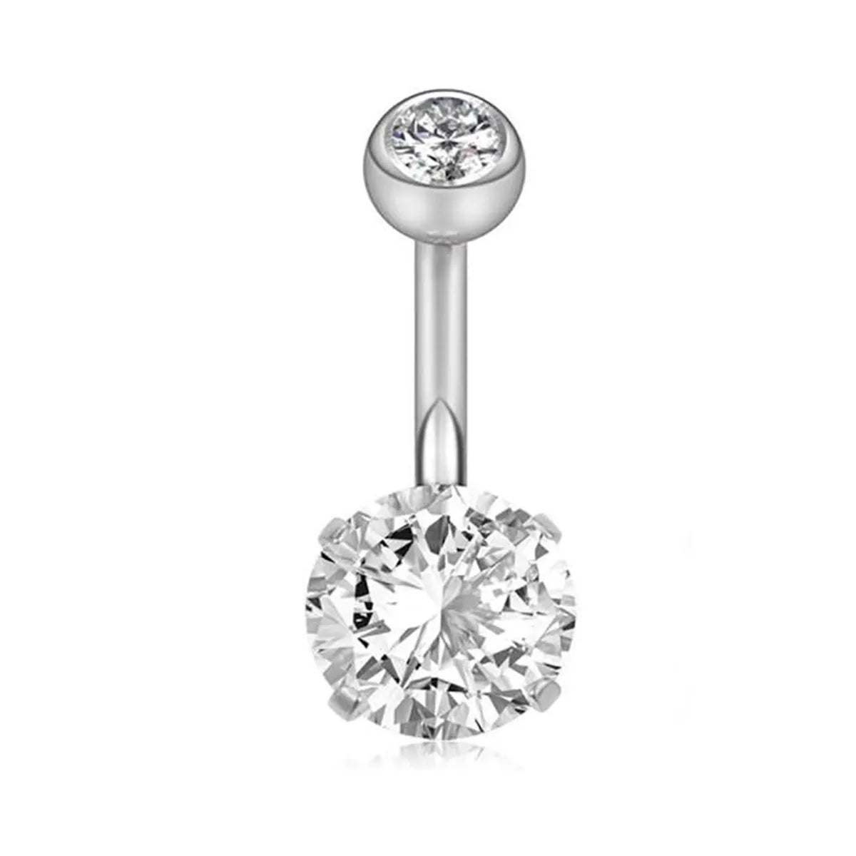 Simple Style Heart Shape Stainless Steel Plating Zircon Belly Ring 1 Piece