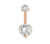 Simple Style Heart Shape Stainless Steel Plating Zircon Belly Ring 1 Piece