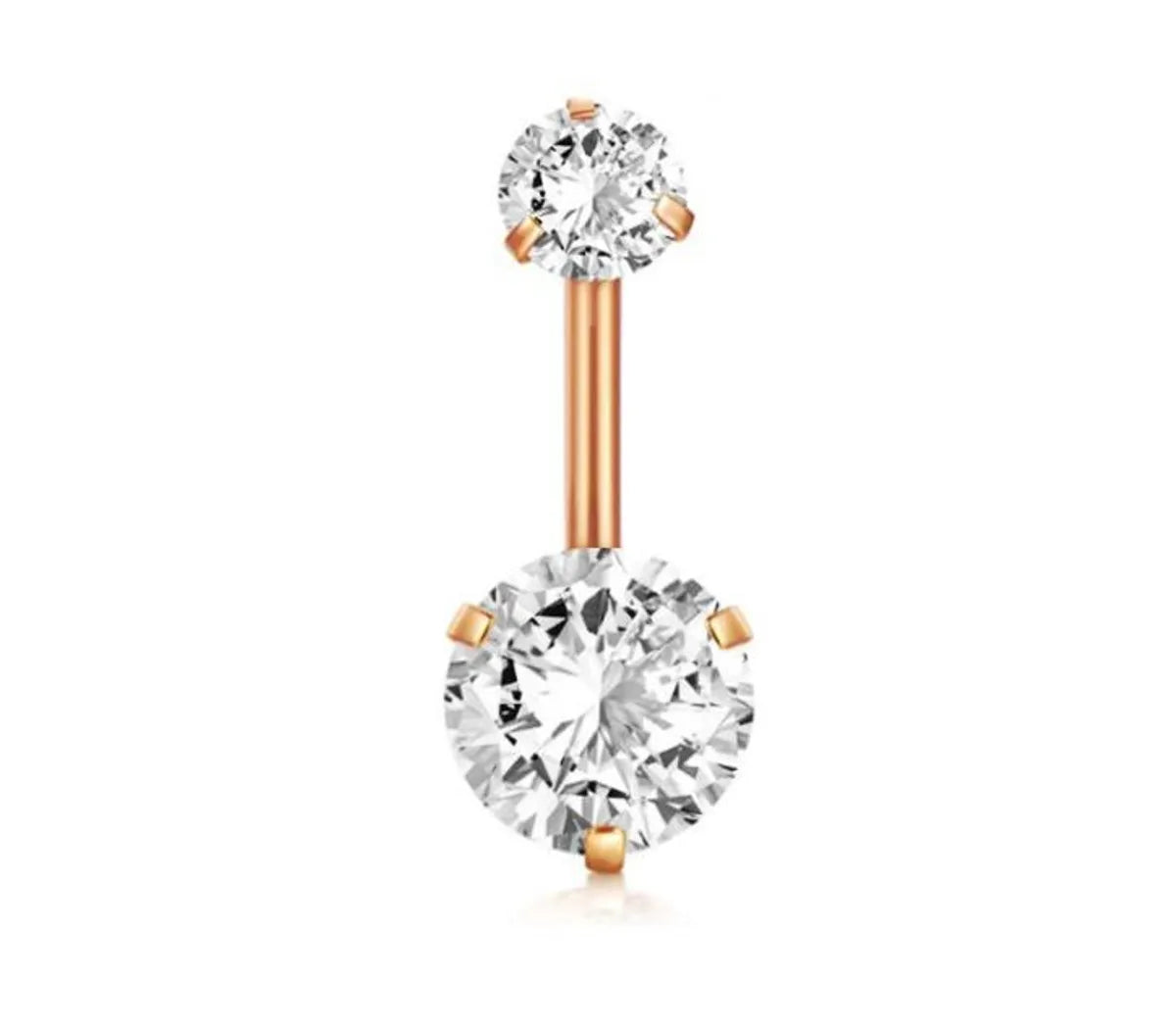 Simple Style Heart Shape Stainless Steel Plating Zircon Belly Ring 1 Piece