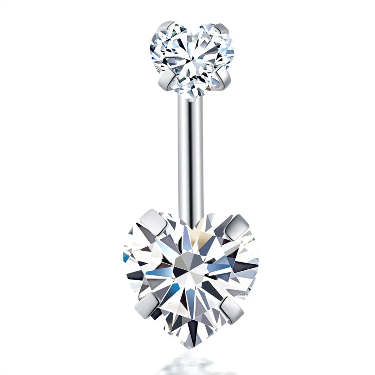 Simple Style Heart Shape Stainless Steel Plating Zircon Belly Ring 1 Piece