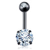 Simple Style Heart Shape Stainless Steel Plating Zircon Belly Ring 1 Piece