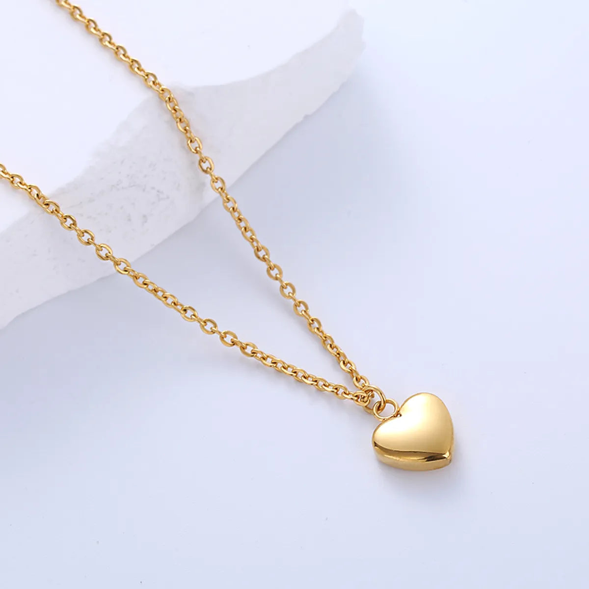 Wholesale Simple Style Heart Shape Stainless Steel Polishing 18k Gold Plated Earrings Necklace Jewelry Set