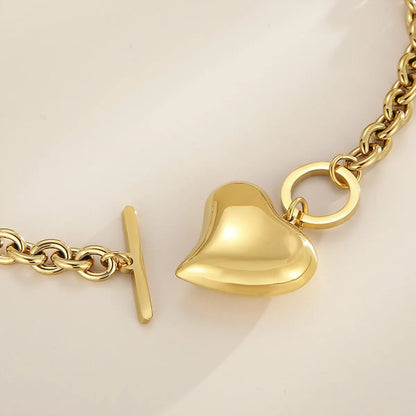 Wholesale Jewelry Simple Style Heart Shape Stainless Steel Titanium Steel 18K Gold Plated Plating Bracelets Necklace