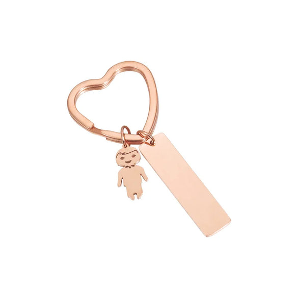 Simple Style Customization Laser Engraving Heart Shape Stainless Steel Unisex Bag Pendant Keychain