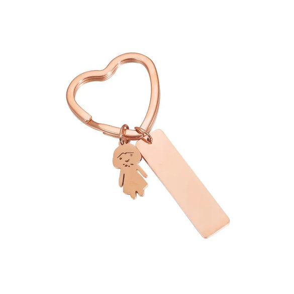 Simple Style Customization Laser Engraving Heart Shape Stainless Steel Unisex Bag Pendant Keychain