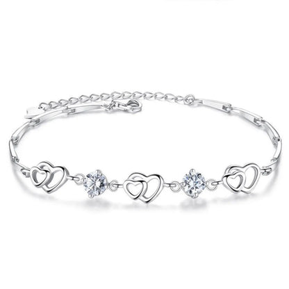 Simple Style Heart Shape Sterling Silver Inlay Zircon Bracelets