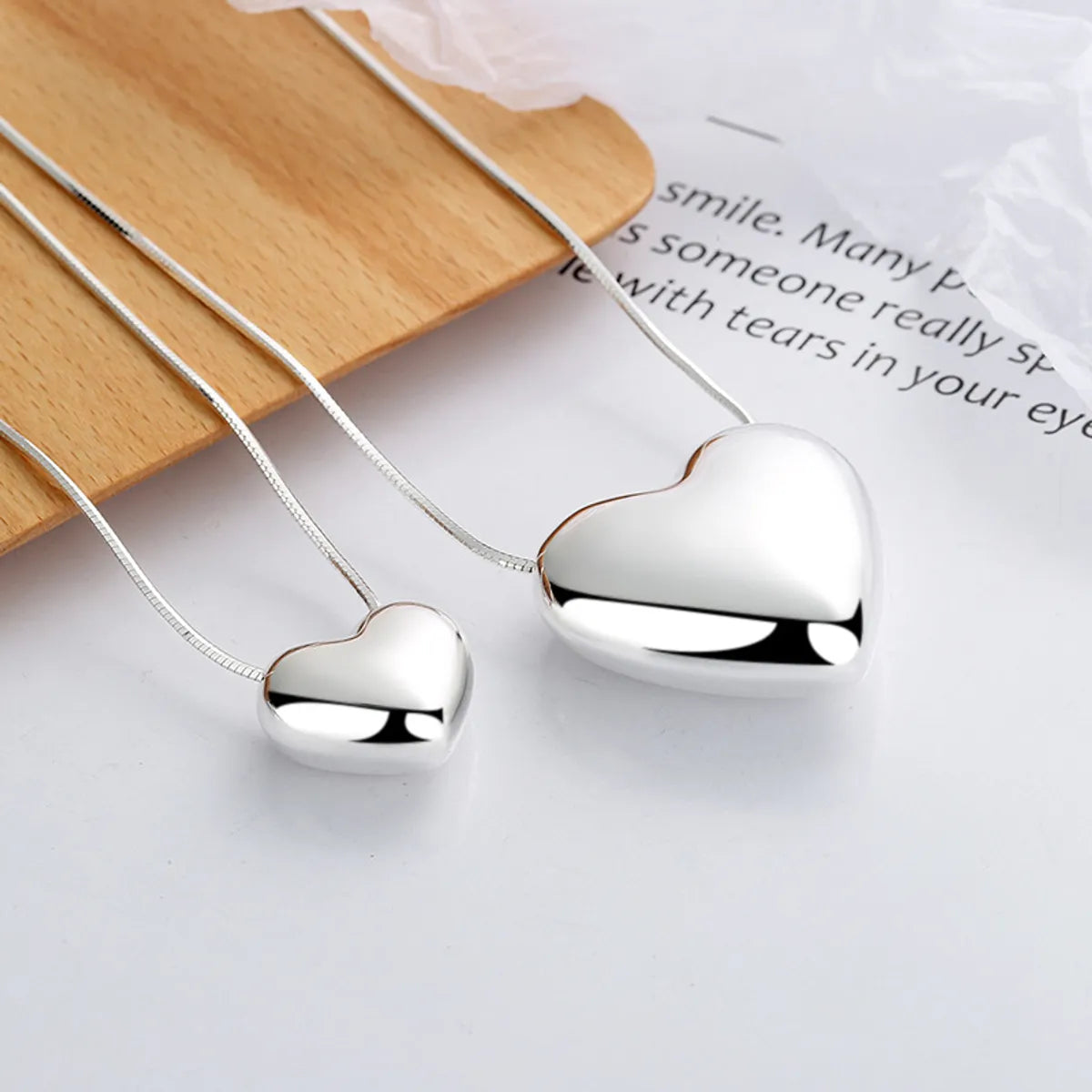 Simple Style Heart Shape Sterling Silver Pendant Necklace