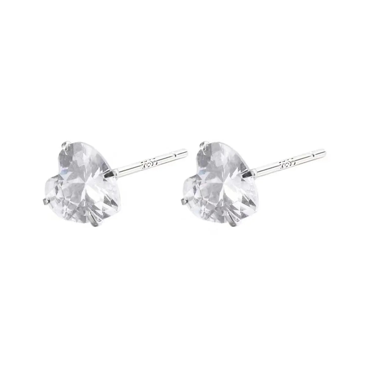 Simple Style Heart Shape Sterling Silver Plating Ear Studs 1 Pair