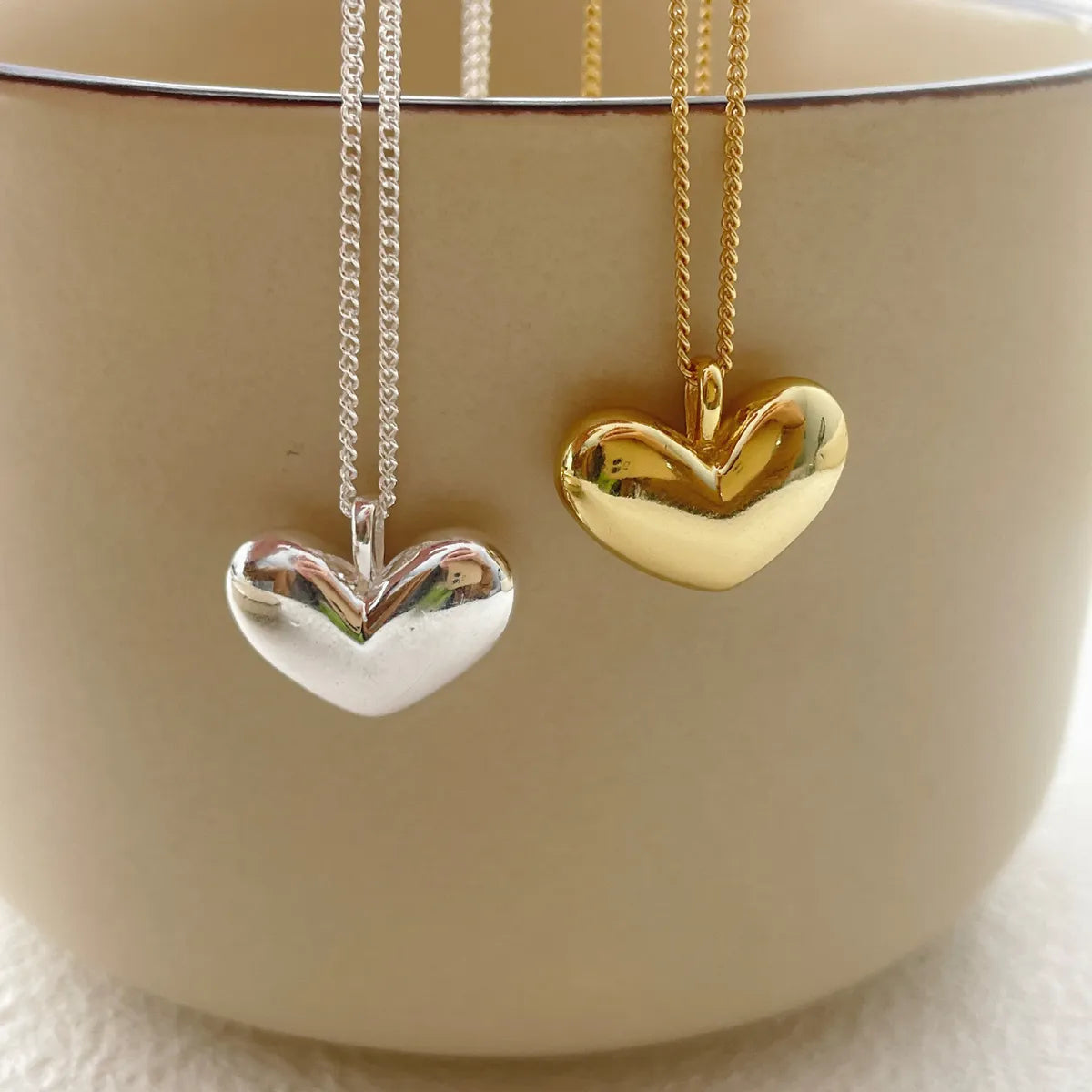 Simple Style Heart Shape Sterling Silver Plating Gold Plated Pendant Necklace