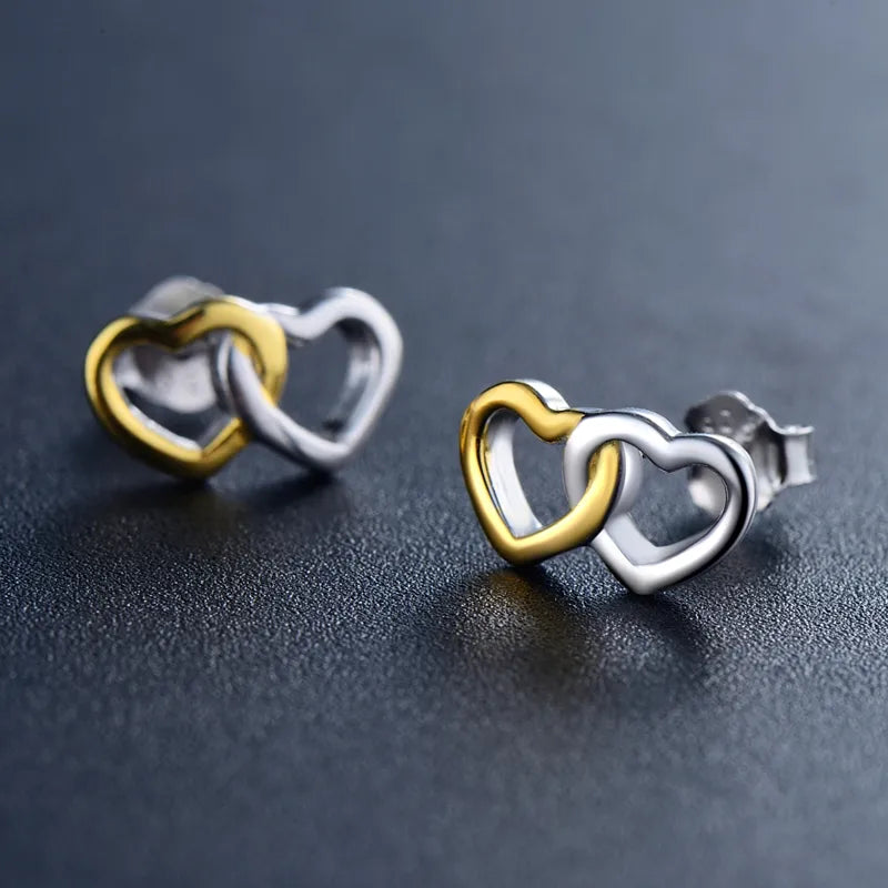 Simple Style Heart Shape Sterling Silver Plating Hollow Out 14k Gold Plated Rhodium Plated Rings Earrings Necklace