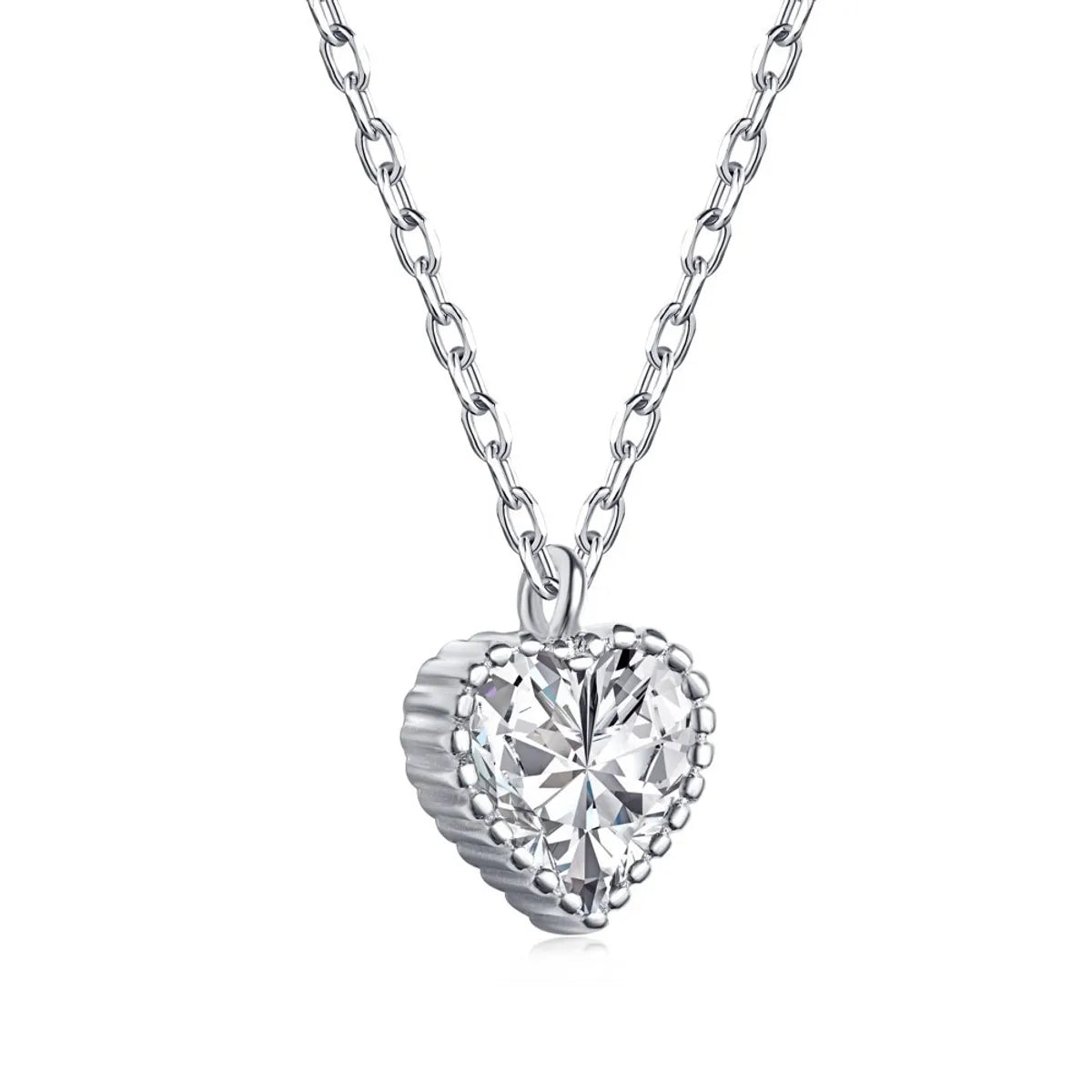 Simple Style Heart Shape Sterling Silver Plating Inlay Zircon Pendant Necklace