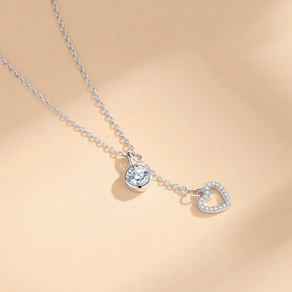 Simple Style Heart Shape Sterling Silver Plating Inlay Zircon Pendant Necklace