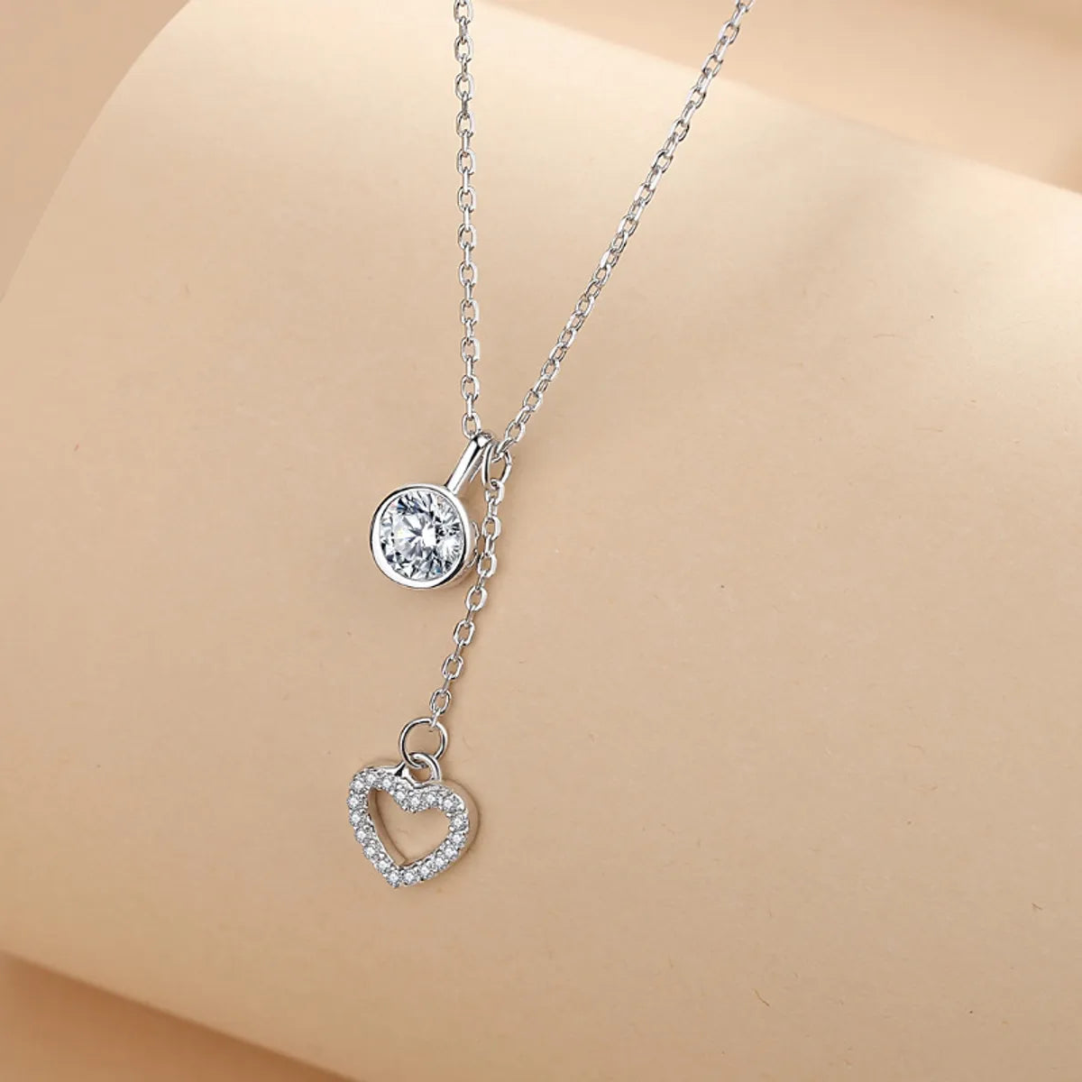 Simple Style Heart Shape Sterling Silver Plating Inlay Zircon Pendant Necklace