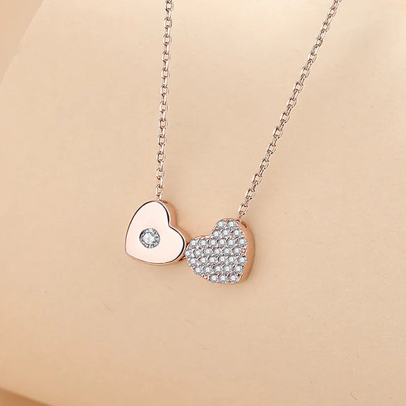Simple Style Heart Shape Sterling Silver Plating Inlay Zircon Pendant Necklace