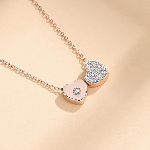 Simple Style Heart Shape Sterling Silver Plating Inlay Zircon Pendant Necklace