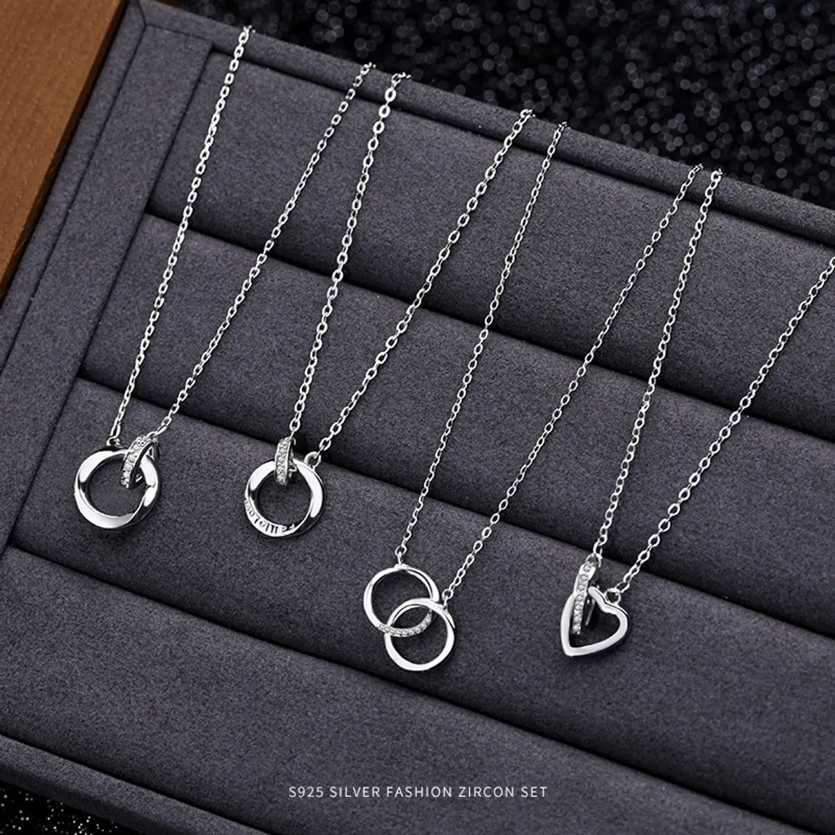 Simple Style Heart Shape Sterling Silver Plating Inlay Zircon Pendant Necklace