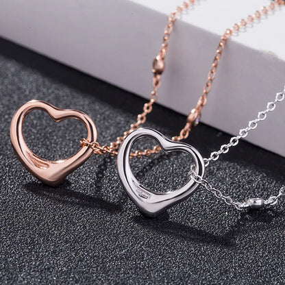 Simple Style Heart Shape Sterling Silver Plating Pendant Necklace