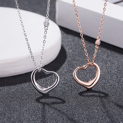 Simple Style Heart Shape Sterling Silver Plating Pendant Necklace