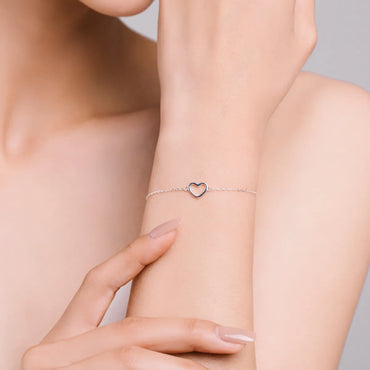 Simple Style Heart Shape Sterling Silver Plating Silver Plated Bracelets