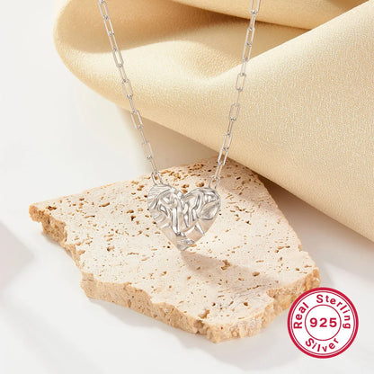 Simple Style Heart Shape Sterling Silver Plating White Gold Plated Pendant Necklace