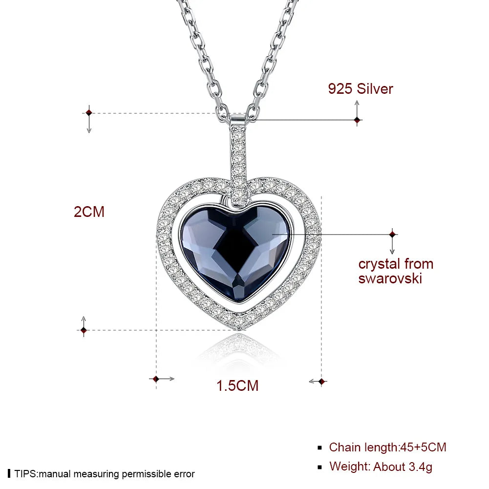 Simple Style Heart Shape Sterling Silver Plating Zircon Pendant Necklace 1 Piece