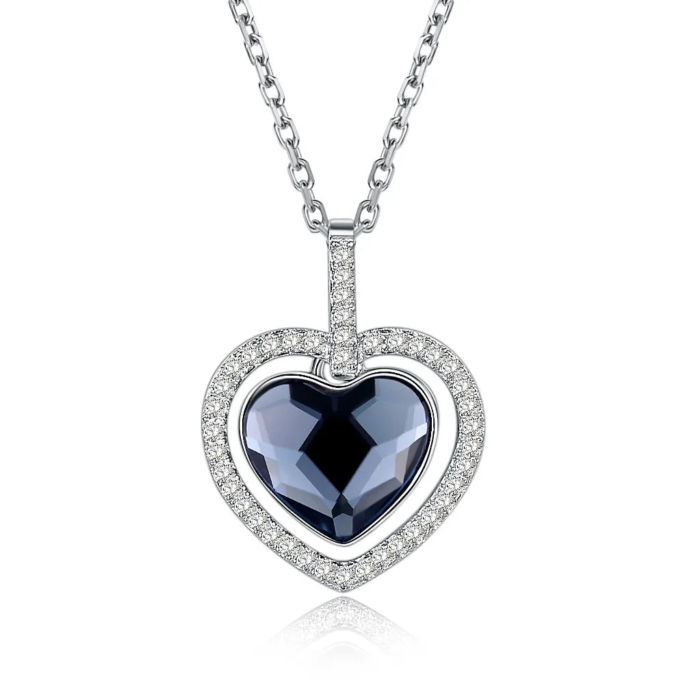 Simple Style Heart Shape Sterling Silver Plating Zircon Pendant Necklace 1 Piece