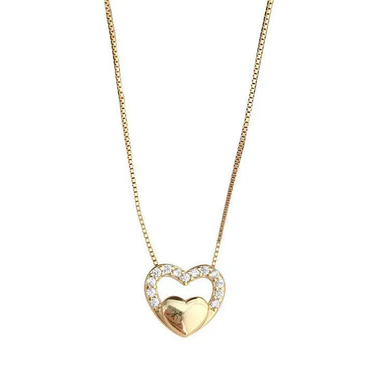 Wholesale Jewelry Simple Style Heart Shape Synthetics Acrylic Artificial Pearls Artificial Gemstones Inlay Hollow Out Pendant Necklace